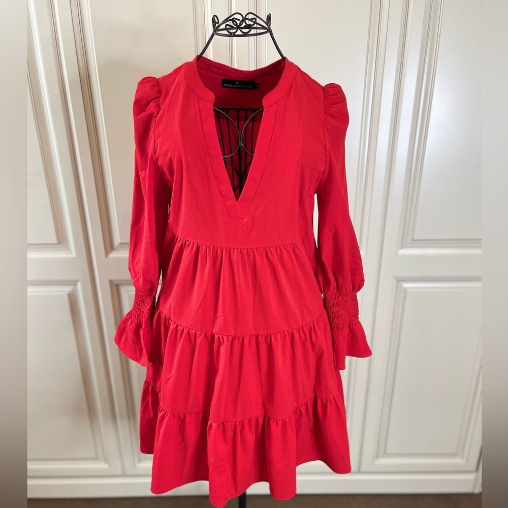 Red Crepe Kenzo Dress, POMANDER PLACE, Size XS, EXCELLENT CONDITION No Flaws - Picture 8 of 17